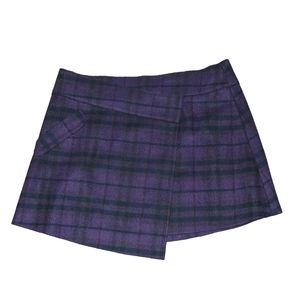 SVILU plaid faux wrap kilt like mini skirt purple black USA Size 8